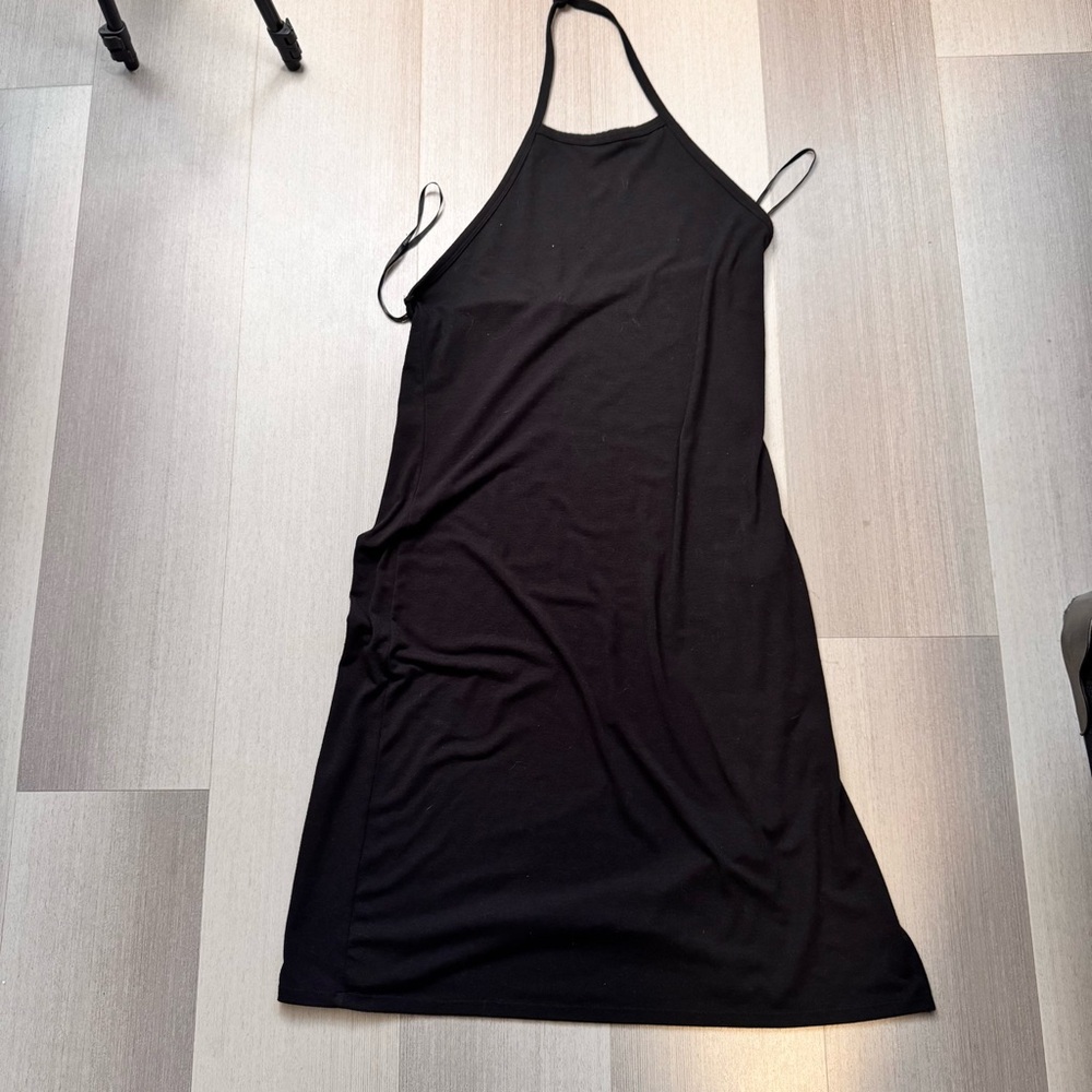 Black Halter Neck Dress with Slit Forever 21 Vintage Y2K Goth